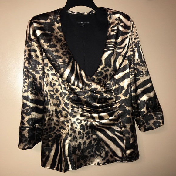 Helene Blake 🐆 Animal Print Size Large Blouse - Picture 6 of 6